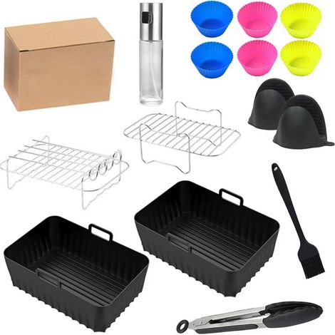 Accesorios para freidoras de aire Ninja: compatibles con los modelos Ninja Foodi AF300EU, AF400EU y Tower T17088, para freidoras de aire dobles de 7,6 L a 9,5 L. Libres de BPA, reutilizables y aptos (1/4)