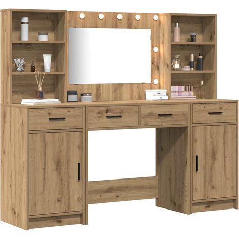 Maison Exclusive - Schminktischset mit LED 3 pcs Artisan-Eiche Ho