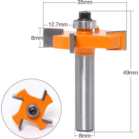 8 mm Tige foret pour fraisage du bois, 3 pièces tongue et rainure routeur bit set,4 flûtes fraises à payer pour bois CNC fraise outil de travail du bois