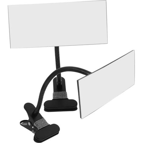 2 pièces Miroir de Bureau Convexe à Clipser Ajustable Miroir de Sécurité Rotatif pour Poste de Travail Open Space (1/5)