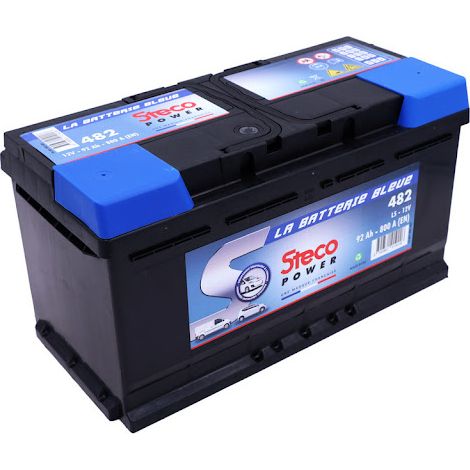 Stecopower – Batterie 12V 92Ah 800A pour véhicules – Dimensions 353x175x190 mm – Batterie étanche sans entretien – 482