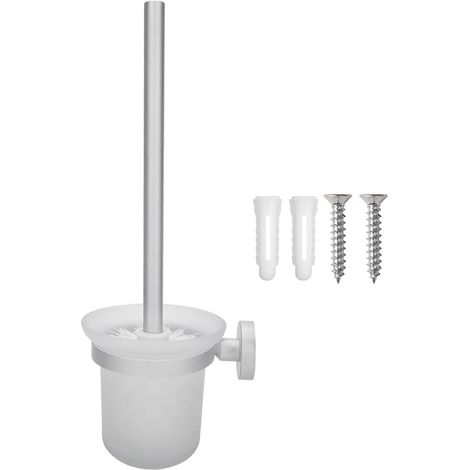 Brosse de Toilette avec Support, Espace en Aluminium et Céramique, Ensemble de Supports de Brosse de Toilette Muraux, Outils de Nettoyage, Accessoires de Salle de Bains (1/5)