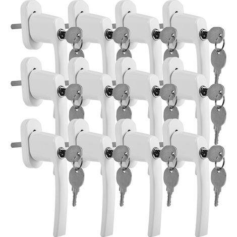 Fenstergriff Fenstergriffe Alu Set Sicherheitsfenstergriff abschließbar Griff 12X weiß