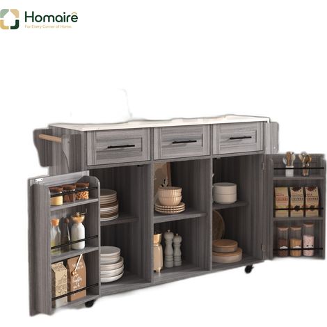 Küchenwagen aus MDF grau 139 x 46 x 91.5 cm HOMAIRE (1/5)