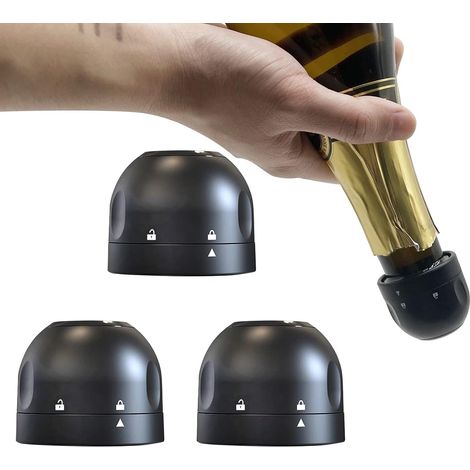 Bouchons à champagne, lot de 3, noirs, étanches, professionnels, préservent la fraîcheur du champagne (1/5)