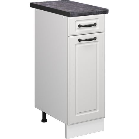 Küchenunterschrank R-Line, Weiß Landhaus, 30 cm , AP Anthrazit, Vicco