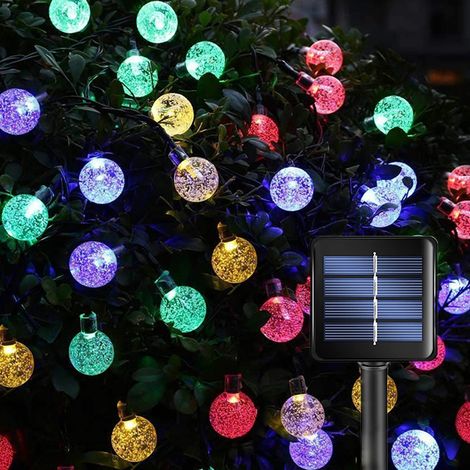 Guirlande Lumineuse Solaire - 20 Ampoules LED - 5 M - Pour Jardin Extérieur Terrasse Balcon - Avec Panneau Solaire et Support (1/5)