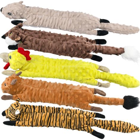 Lot de 5 jouets couineurs en peluche pour chiots, dentition et mastication. (1/5)