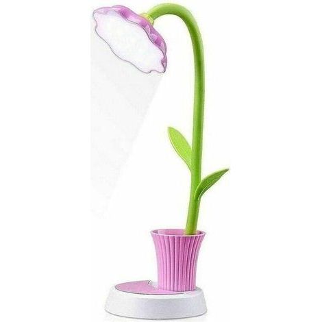 Lampe de bureau rechargeable créative Lampe de table à capteur tactile de protection des yeux LED Lampe de chevet à intensité variable avec porte-stylo (Rose, 10 × 11 × 41 cm)- (1/4)