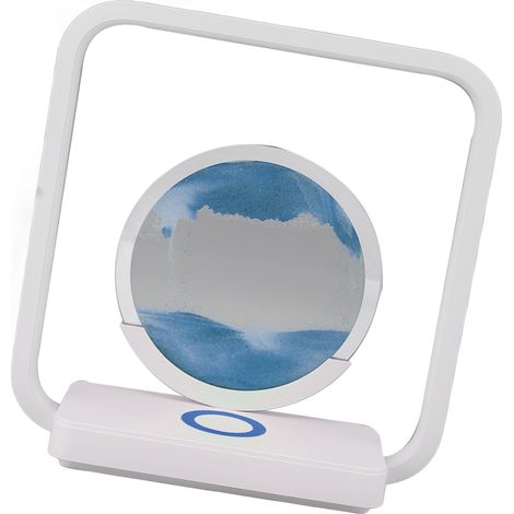 Lampe de bureau LED 3D effet sable, avec variateur d'intensité progressif et motif sablier dynamique. Idéale pour la décoration de bureau à la maison ou au travail (bleu). (1/5)
