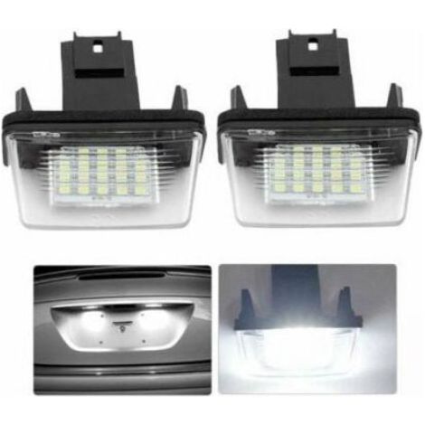Lampe Plaque D Immatriculation - LED 18 Diodes - Compatible Citroen C3 C4 C5 Berlingo Saxo Xsara Peugeot 206 306 307 406 5008 - 2 Pièces (1/4)