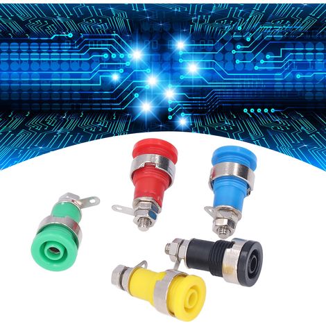 Sicherheitssteckdose für Armaturenbrett, Bananenstecker, 4 mm, reine Kupferanschlüsse (rot, schwarz, gelb, blau, grün), verkauft in 10er-Packungen. (1/5)