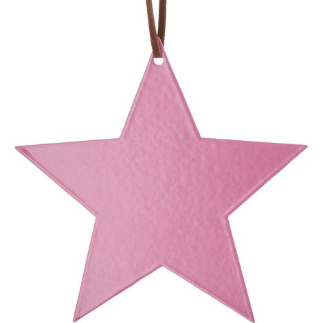 Gasper – Suspension de Noël étoile rose avec cordon en cuir – Métal, Ø 10 cm