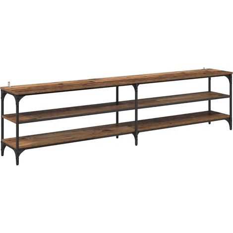 Mueble TV rústico versátil diseño elegante 200 x 30 x 50 cm madera envejecida 020052716 (1/5)