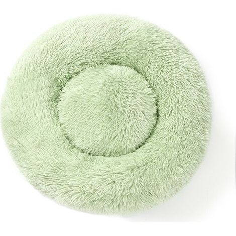 Cama para perros y gatos, Cama para gatos de 80 cm para gatos de interior, Cama redonda de felpa lavable para mascotas, Color verde (1/4)