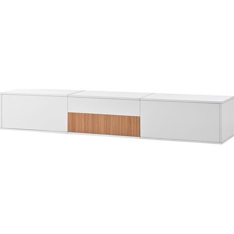 ELVMI TV-Schrank mit Türen, offenen Fächern und ausziehbarer Ablage für Projektor, Wohnzimmer, 180 × 34 × 30 cm (1/5)
