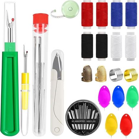 Hand Sewing Needles, Sewing Needles in Sizes, Sewing Needles with Ruler, Scissors, Needle Detangler, Needle Box for Sewing Repair Quilting (1/5)