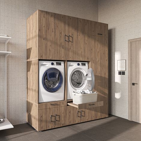 Roomart S3 Waschmaschinen-Überbauschrank 194 cm, Eiche