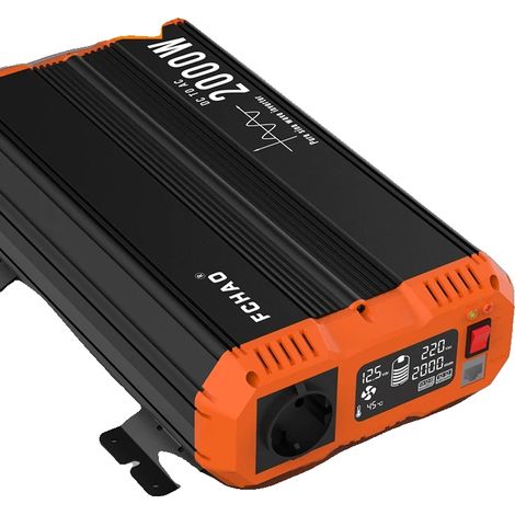 Inversor de corriente para coche, convertidor de corriente de onda sinusoidal pura, pantalla LCD, 2000W-12V (1/2)