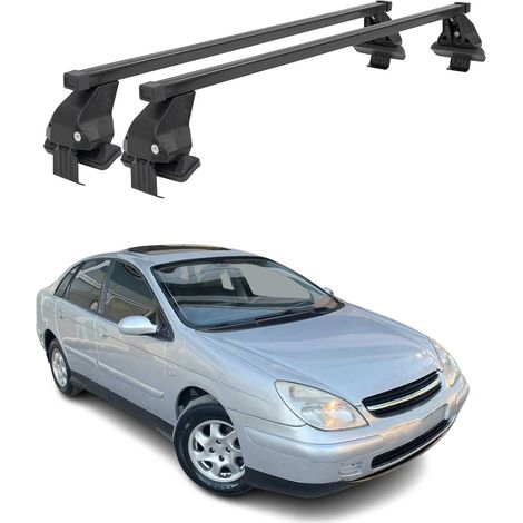 OMAC Dachträger Querträger Stahl für Citroen C5 I 2000-2007 – Abschließbar – City-Crash-getestet – DIN 75302:2019 – ISO/PAS 11154:2006 – Max. 50 kg Schwarz (1/5)