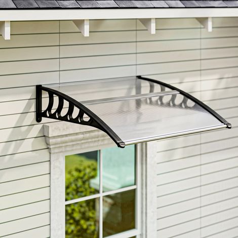 Abri extérieur en polycarbonate transparent pour porte et fenêtre, 103x96,5x27cm (1/5)