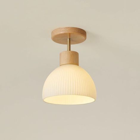 Mini-Deckenleuchte mit warmem Licht, Kronleuchter aus Holz und Glas, schlichte Landhauslampe, E27-Innenbeleuchtung, dekorative Leuchte, Kronleuchter im Landhausstil, Ankleidezimmer und Kinderzimmer [K (1/4)