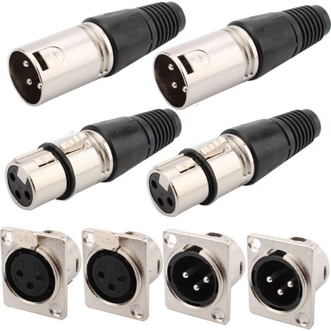 Connecteur XLR 3 broches mâle/femelle, fiche de câble microphone, prise audio pour montage sur panneau