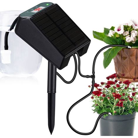 Système irrigation auto solaire 1.2W batterie 2200mAh, minuterie 1-600s, anti-siphon, pour 9 plantes pot (1/5)