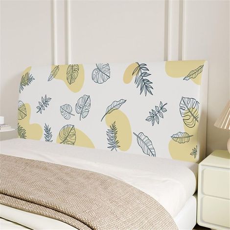 Stretch Headboard Cover, Green Leaf Print, Dustproof Headboard Cover, Soft Stretch Headboard Protector Cover (Monstera Leaf, 150cm) (1/5)
