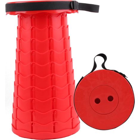 Tabouret télescopique en plastique Tabouret de pêche pliant extérieur Rouge (1/4)