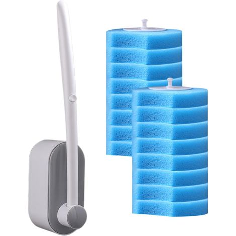 Brosse WC avec Recharges 16 pastilles Rechargeables nettoyantes, 16 têtes Nettoyant Détartrant Eau Dure Pour Carrelage, Évier, Cuisine, Salle De Bain, Piscine, Joints, Grill (1/5)