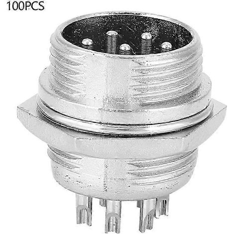 Connecteur mâle universel 8 cœurs BERM Aviation, coque en acier inoxydable, 16mm, lot de 100 pièces, fiche électrique robuste pour câblage professionnel. (1/4)