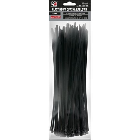 012405 MA Fascette per cavi professionali in plastica - Nere 3,6 mm x 300 100 pezzi (1/2)