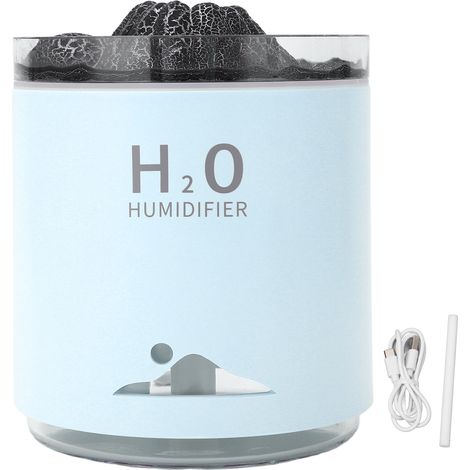 Diffuseur d'huiles essentielles grande capacité, motif volcan coloré, veilleuse, diffuseur d'humidité bleu (1/5)