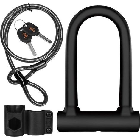Fahrrad-U-Schloss, vandalismusgeschütztes D-Schloss – Hohe Sicherheit – Flexibles Kabel – Für Fahrräder, E-Scooter und Motorräder (1/5)