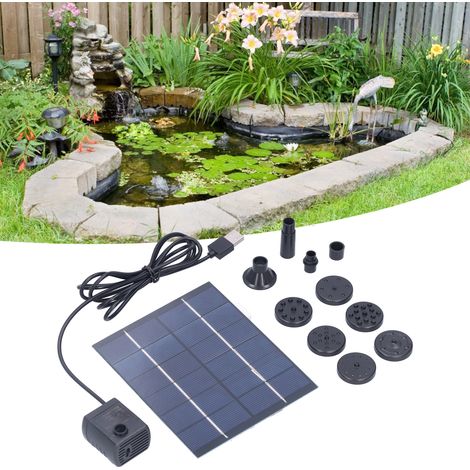 Pompe à panneau solaire Fontaine Solaire 2W Kit pour bassin paysager extérieur avec 4 embouts IP65 polycristallin 120L/h (1/4)