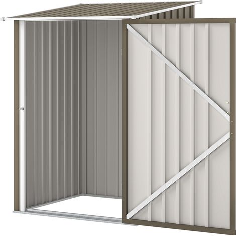 Outsunny Ripostiglio da Giardino in Acciaio 100x104x160 cm Marrone e Bianco