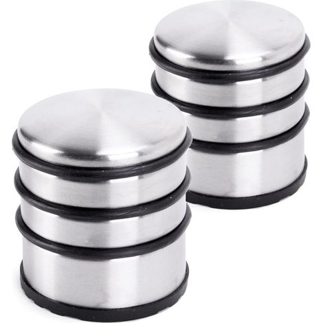 Bloque-Porte Butée de Porte Plat en INOX, 7x8cm (Lxh) Cale de Porte 1 kg pour Portes Lourdes - Butoir Design Acier Inoxydable antidérapant pour sols glissants - Set de 2 pièces (1/5)