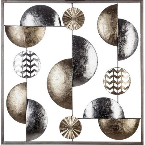 Décoration Murale Métal "Sphère" 50cm Or & Argent (1/2)