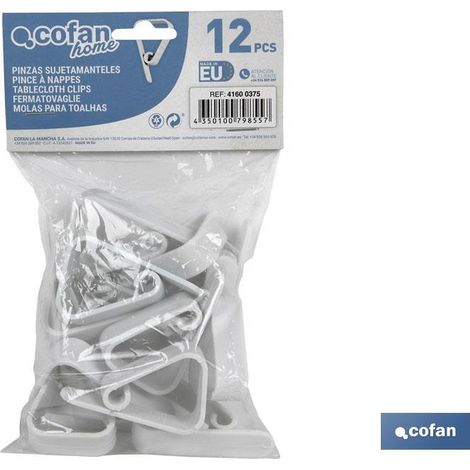 Confezione da 12 ganci per bloccare la tovaglia al tavolo Realizzati in plastica bianca