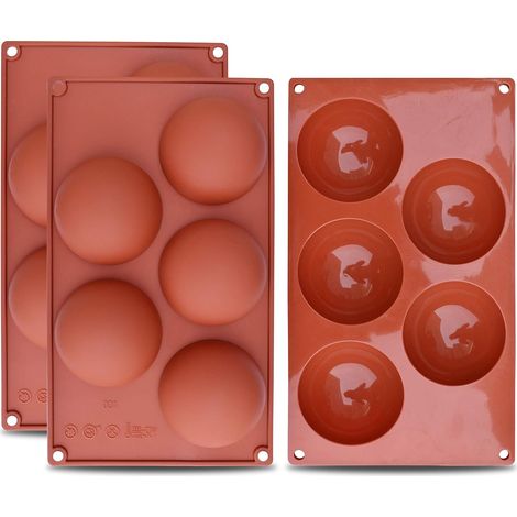 Moule en siliCône hémisphérique extra large à 5 voies Lot de 3 moules de cuisson pour faire de la mousse de dôme de gelée de gâteau au chocolat-Fei Yu (1/5)