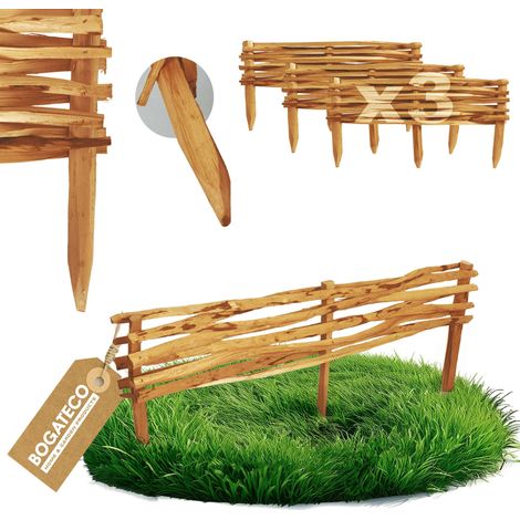Lot de 3 Bordures Bogateco Noisetier Brun 20x120 cm Bois (1/5)