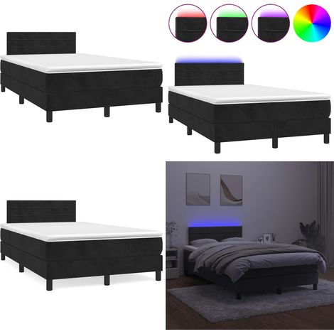 Sommier à lattes de lit et matelas LED noir 120x190 cm velours - Lit Plateforme - Lit Capitonné - Lit Design - Lit Moderne - Lit Velours - Home & Living (1/5)