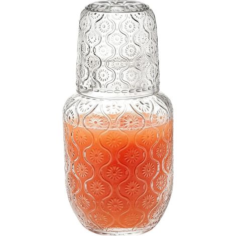 Carafe d'eau de chevet avec verre Distributeur de bain de bouche Pichet Pichet à eau en verre pour Chambre À Coucher Salle De Bain Cuisine Table De Salle À Manger Maison Boisson (1/5)