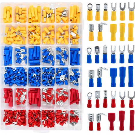 Lot 600 cosses électriques fiches plates automobile sertissement assortiment 33 types male femelle fourche... (1/5)