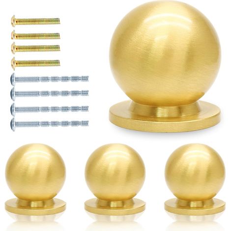 CCYKXA 4er-Pack Mini-Knöpfe aus massivem Messing, runde Messinggriffe mit 1,6 cm Durchmesser, Mini-Schubladengriffe in Gold, Mini-Schmuckkästchenknöpfe, Gold