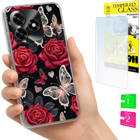 Funda para Honor X5C Plus / X5C 4G con diseño de mariposa y cristal 9H. (1/5)