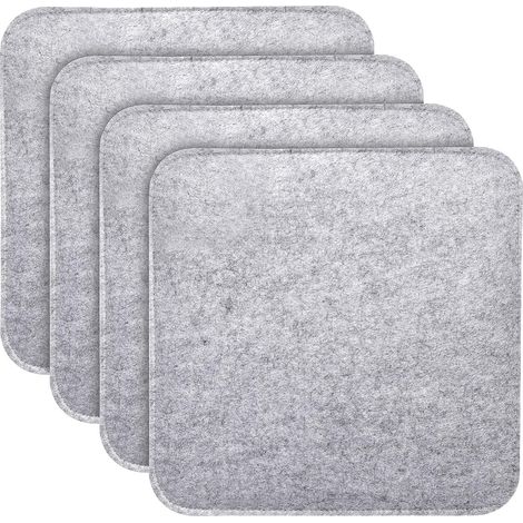 YORKING 4er Set Stuhlkissen, Quadratisch Filz Sitzkissen 35 x 35 cm Sitzauflagen für Bank, Sitzkissen mit rutschfesten Einlagen für alle Arten von Stühlen, für drinnen und draußen (Hellgrau) (1/5)