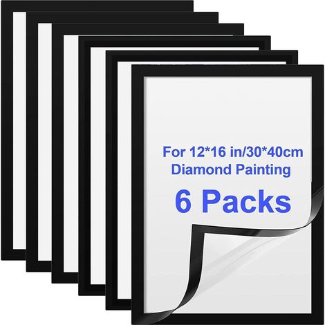 Diamond Painting Rahmen 6er Set 30x40 cm Schwarz Magnetisch Selbstklebend (1/5)
