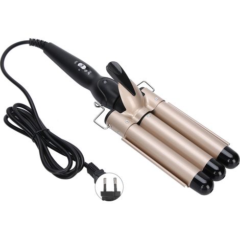 Fer à friser triple mèche avec technologie tourmaline, 2 températures, pour boucles parfaites, prise EU or. (1/5)